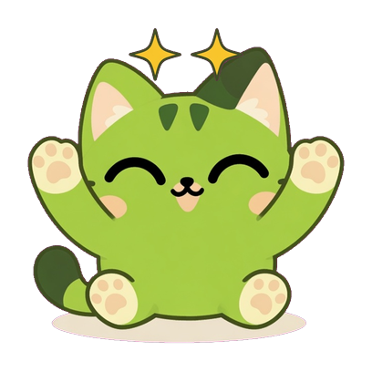 Qoloa cheering with both paws up.